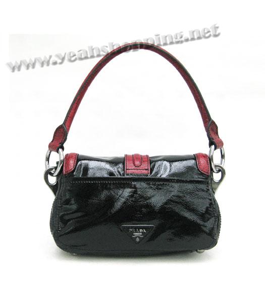 Prada Small Tote Bag Black Calfskin with Red Croc Veins-1