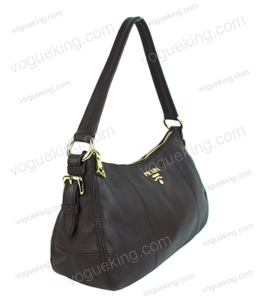 Prada Small Vitello Daino Dark Coffee Calfskin Leather Shoulder Bag-2