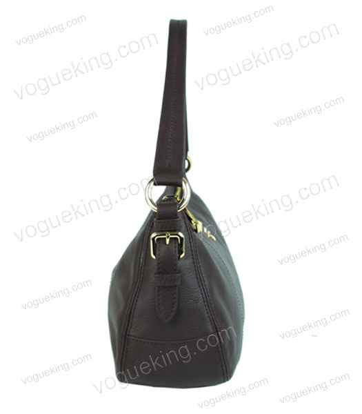 Prada Small Vitello Daino Dark Coffee Calfskin Leather Shoulder Bag-4