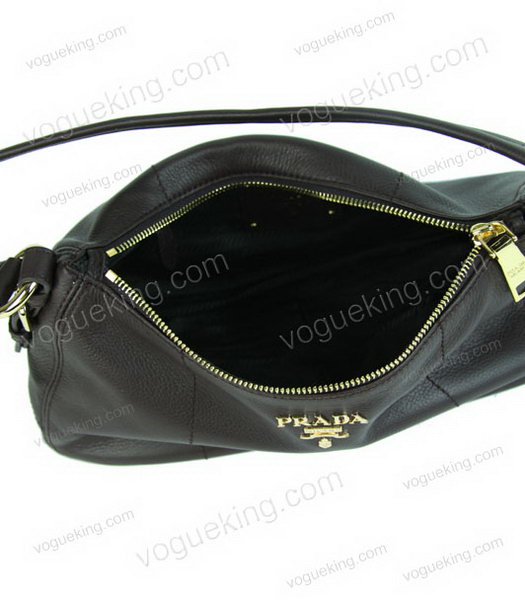 Prada Small Vitello Daino Dark Coffee Calfskin Leather Shoulder Bag-5