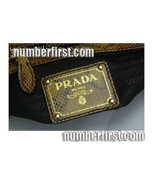 Prada Snake Veins Leather Tote Handbag Apricot-4
