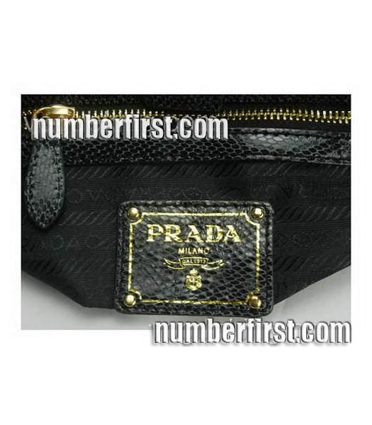 Prada Snake Veins Leather Tote Handbag Black-4