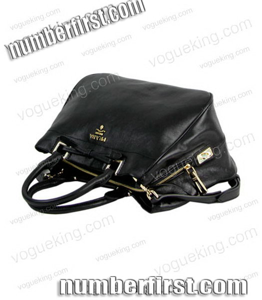 Prada Soft Black Imported Calfskin Leather Tote Bag-4