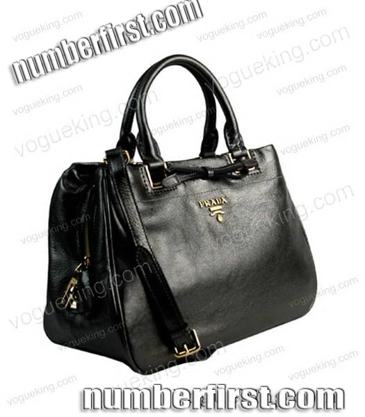 Prada Soft Dark Grey Imported Calfskin Leather Tote Bag-2