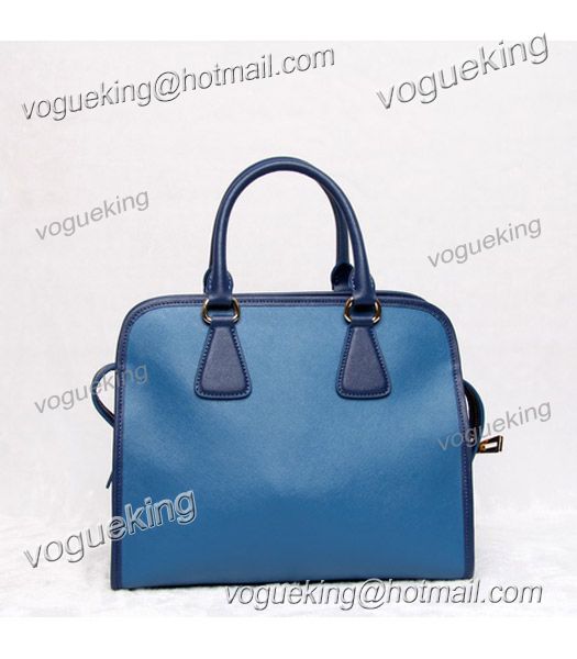 Prada Soft Saffiano Leather Tote Bag Light/Dark Blue-2