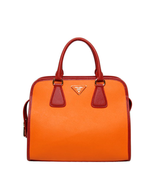 Prada Soft Saffiano Leather Tote Bag OrangeRed
