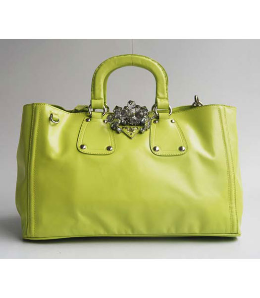 Prada Spazzolato Shopping Tote Handbag in Green