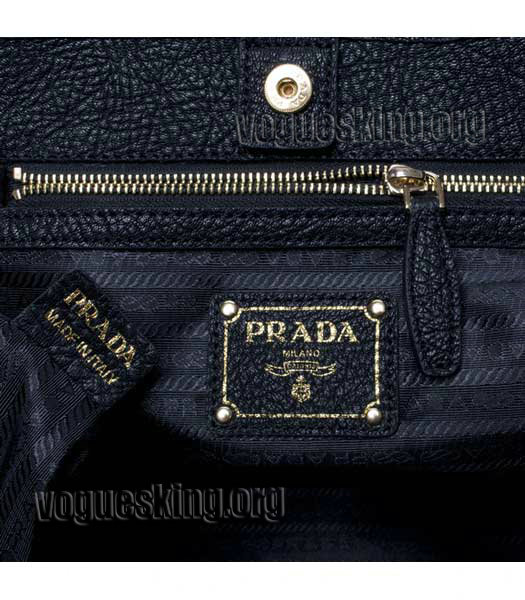 Prada Tessuto Black Original Leather Shopping Tote-5