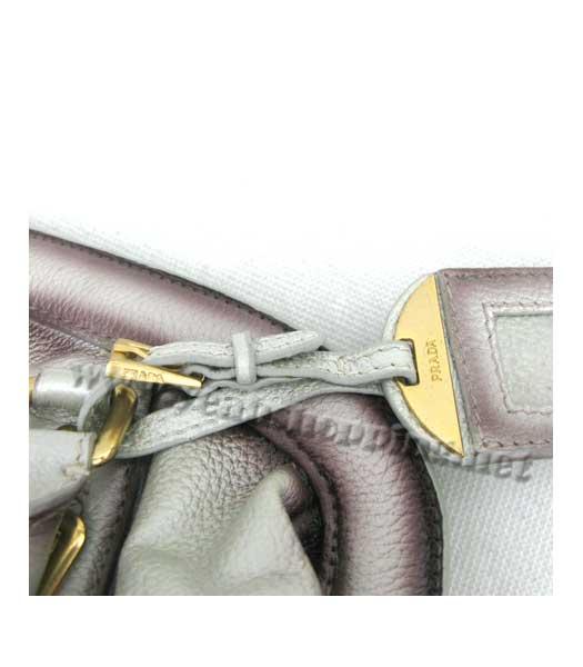 Prada Tessuto Doctor Leather Shoulder Bag Silver Grey-6