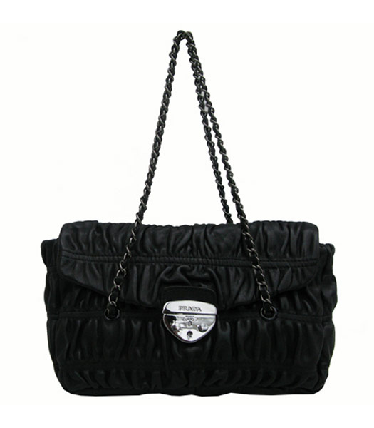 Prada Tessuto Gauffre Nappa Black Shoulder Bag