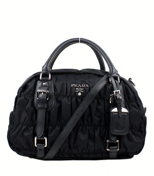 Prada Tessuto Gaufre Nylon With Black Leather Sport Doctor Bag