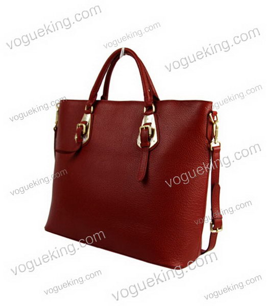 Prada Tessuto Imported Red Soft Calfskin Leather Bag-1
