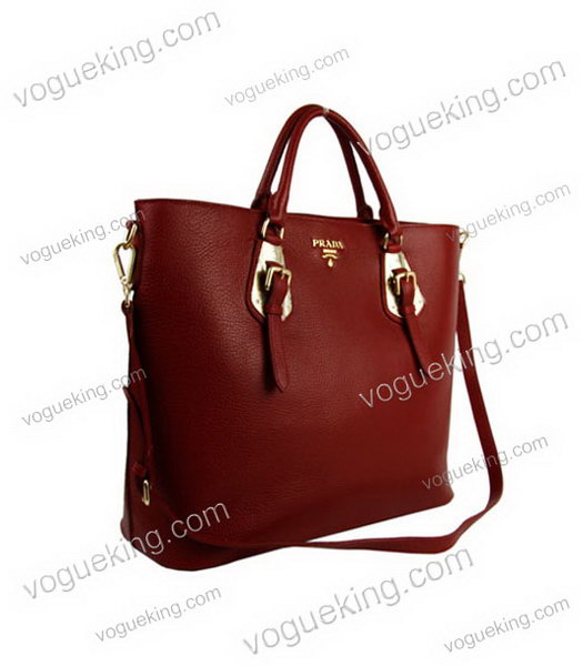 Prada Tessuto Imported Red Soft Calfskin Leather Bag-2