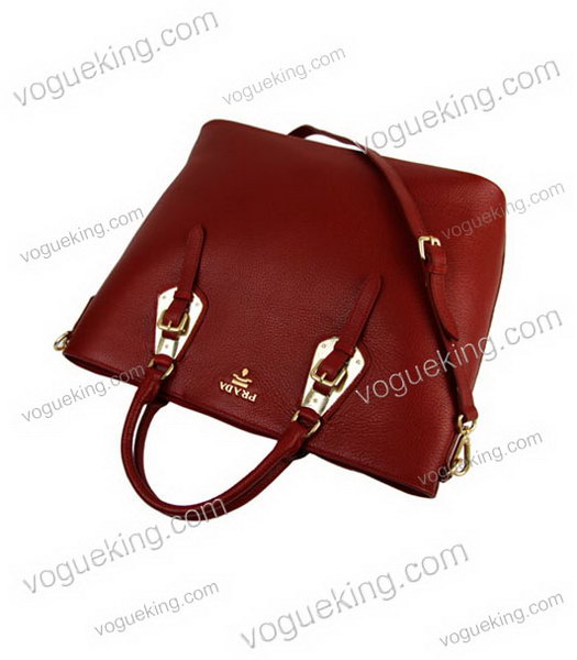 Prada Tessuto Imported Red Soft Calfskin Leather Bag-3
