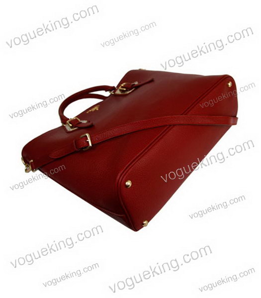 Prada Tessuto Imported Red Soft Calfskin Leather Bag-4
