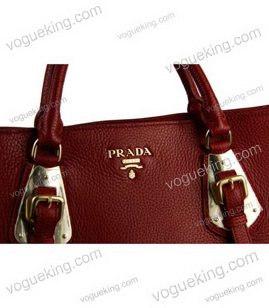 Prada Tessuto Imported Red Soft Calfskin Leather Bag-6