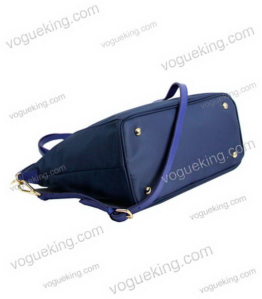 Prada Tessuto Saffian Blue Nylon With Calfskin Leather Shopping Bag-4