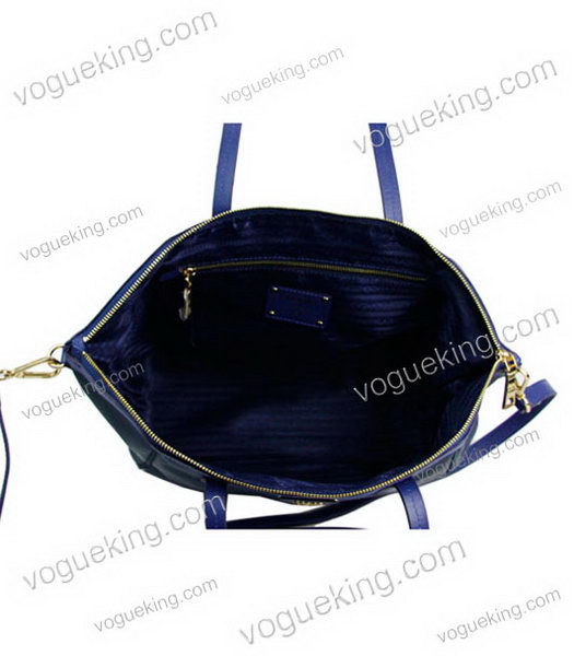 Prada Tessuto Saffian Blue Nylon With Calfskin Leather Shopping Bag-5