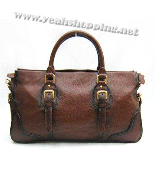 Prada Tessuto Saffiano Bowler Handbag Coffee_BN1181-1