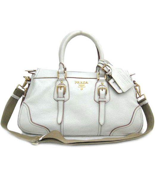 Prada Tessuto Saffiano Bowler Handbag Offwhite_BN1181