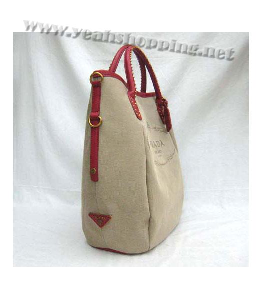 Prada Tote Bag Apricot Canvas with Red Leather_BR4426-2
