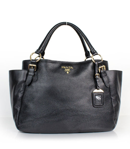 Prada Tote Bag Black Grained Calfskin Leather