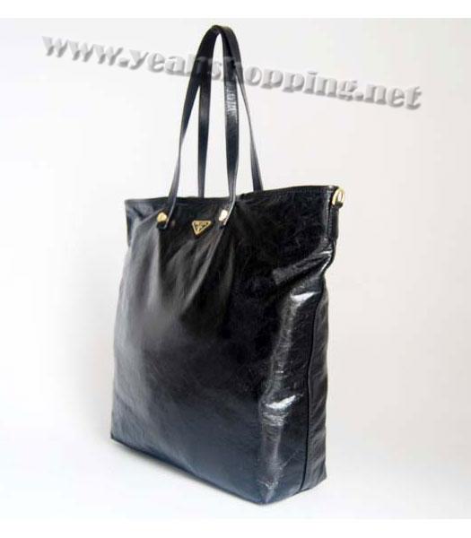 Prada Tote Bag Black Horse Oil Wax Milled-2