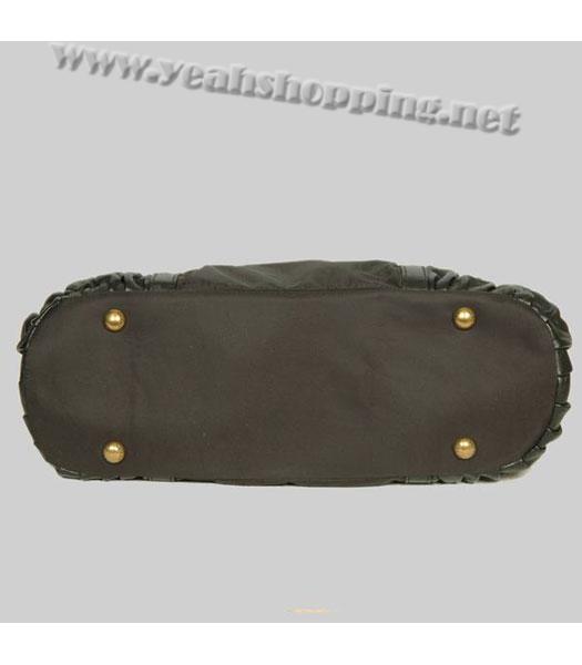 Prada Tote Bag Coffee Fabric with Black Leather-3