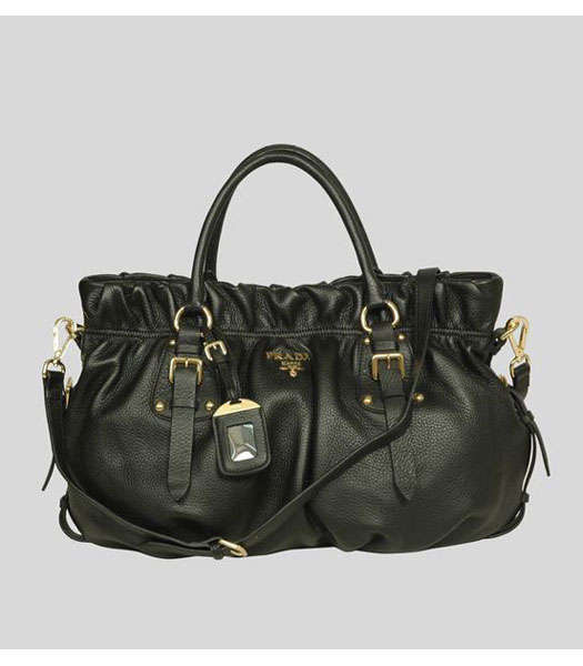 Prada Tote Handbag Black Leather