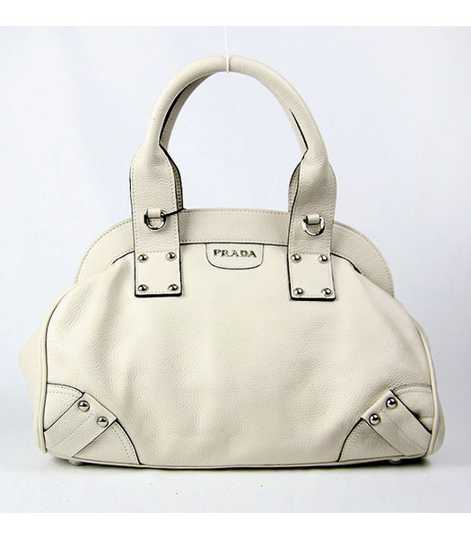 Prada Tote Handbag in Offwhite Leather