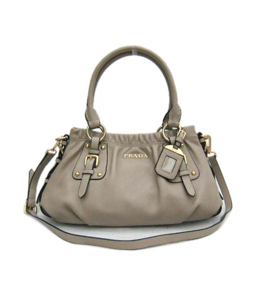 Prada Tote Shoulder Bag Grey Leather_BR3928