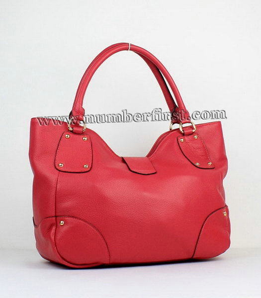 Prada Vitello Calfskin Tote Bag in Red Calf Leather-1
