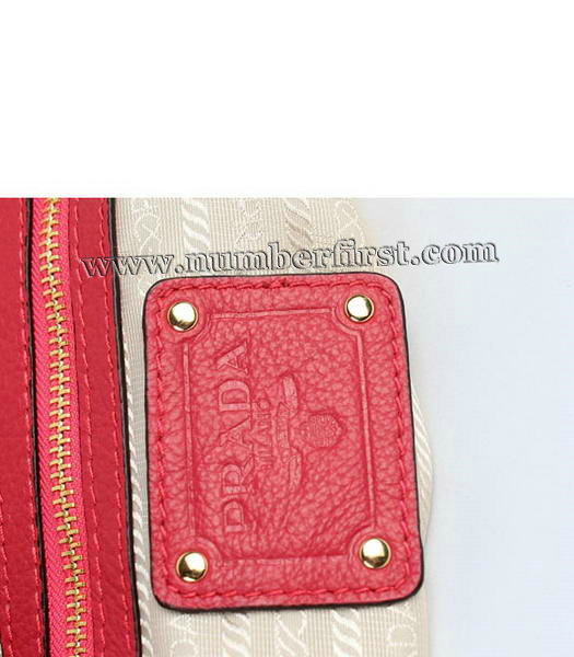 Prada Vitello Calfskin Tote Bag in Red Calf Leather-5