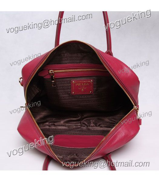Prada Vitello Daino Fuchsia Leather Square Tote Bag-4