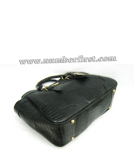 Prada Vitello Daino Tote Bag Black Croc Leather-3