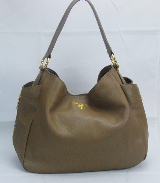 Prada Vitello Daino Tote Bag in Brown Leather