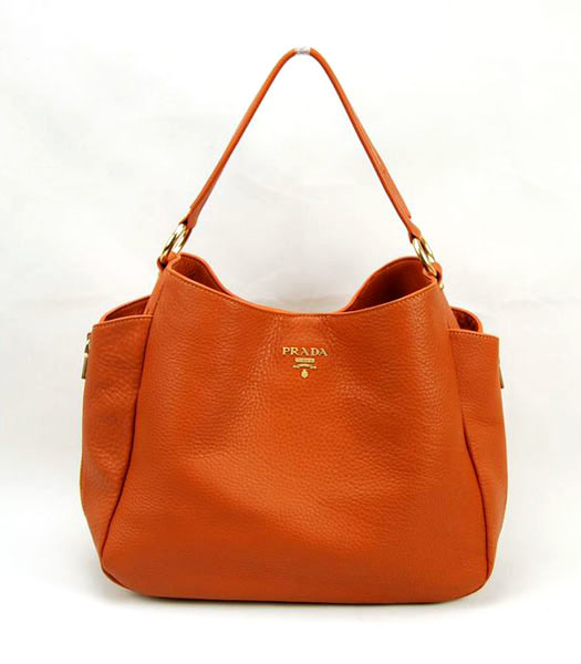 Prada Vitello Daino Tote Bag in Orange Leather