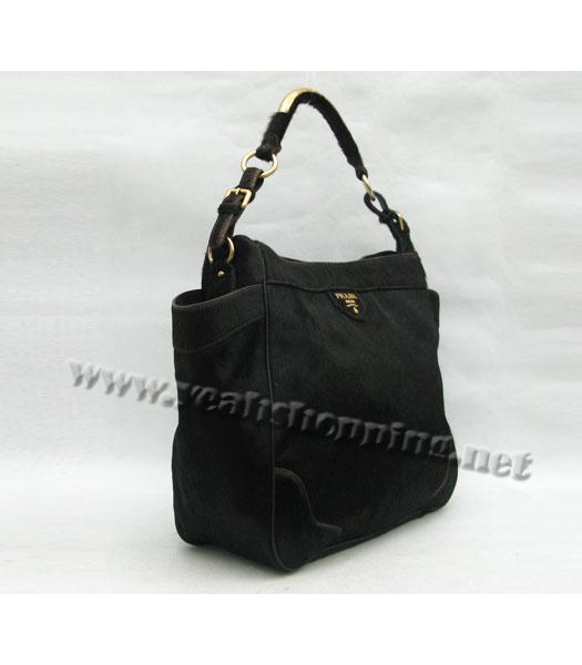 Prada Vitello Danino Shoulder Bag Dark Coffee Horsehair-2