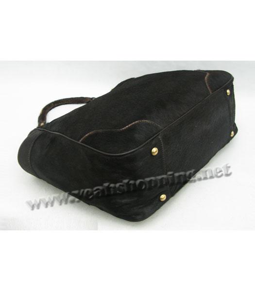 Prada Vitello Danino Shoulder Bag Dark Coffee Horsehair-3