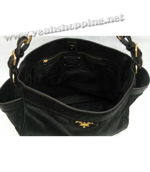 Prada Vitello Danino Shoulder Bag Dark Coffee Horsehair-4