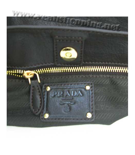 Prada Vitello Danino Shoulder Bag Dark Coffee Horsehair-5