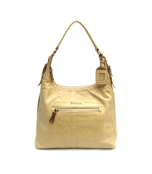 Prada Vitello Shine Leather Hobo Bag in Apricot_BR4315
