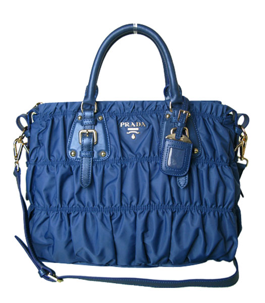 Prada Waterproof With Blue Leather Large Tote Handbag