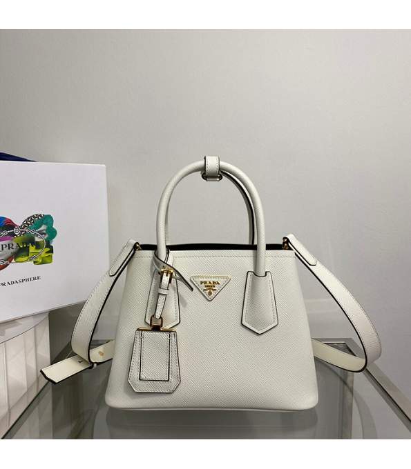 Prada White Original Double Saffiano Leather Mini Bag