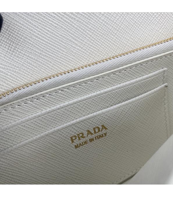 Prada White Original Saffiano Cross Veins Calfskin Mini Bag Golden Chain With Checking IC Chip-8