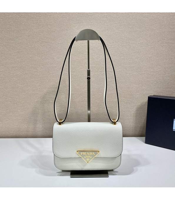 Prada White Original Saffiano Leather 22cm Shoulder Bag