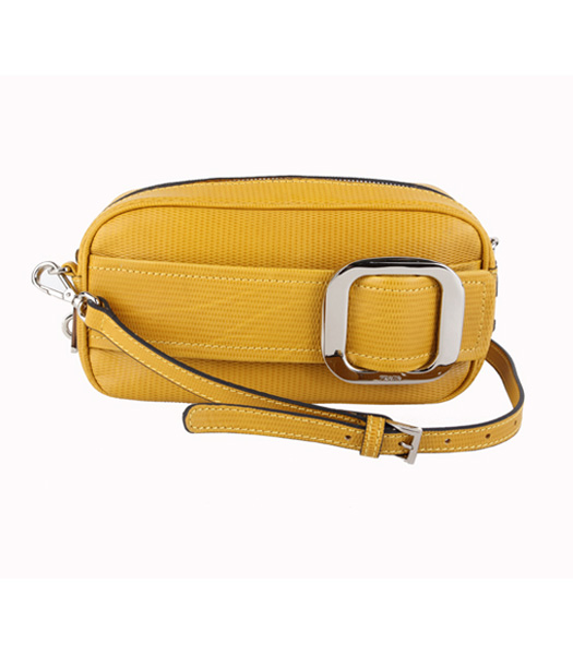 Prada Yellow Cross pattern Small Messenger Bag 