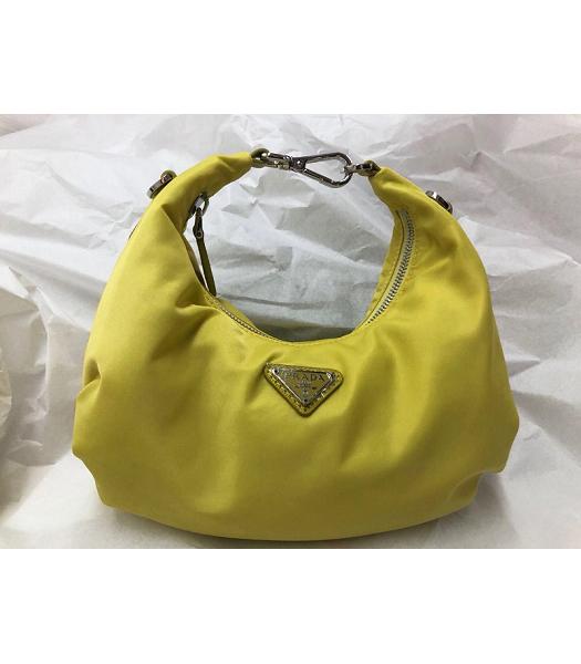 Prada Yellow Nylon With Original Leather Cloud Hobo Bag