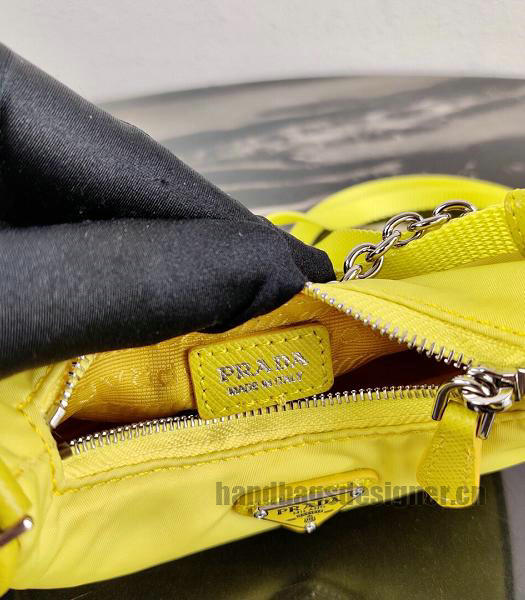 Prada Yellow Nylon With Original Leather Mini Hobo Bag-2