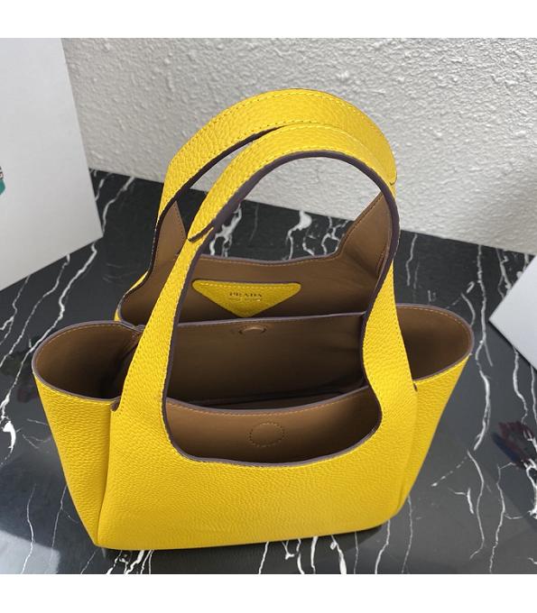 Prada Yellow Original Soft Calfskin Leather Bucket Bag-5